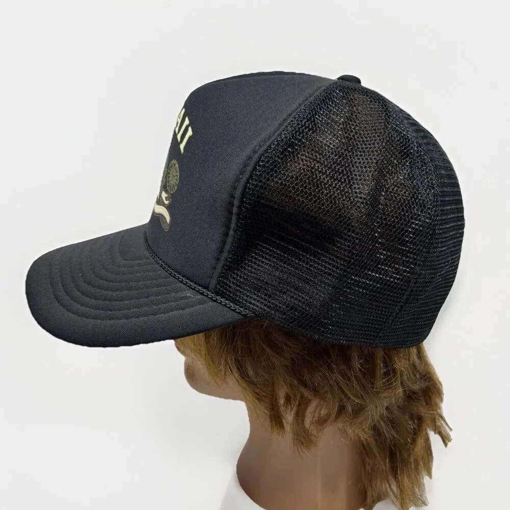 VTG 90s Hawaii Foam Rope Golf Trucker Hat Snapback Mesh Cap Nissin Black